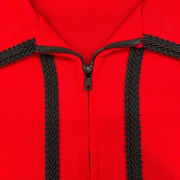 Vintage Womens 3X Red Cardigan Jacket Black Trim CD Daniels 1990s Shoulder Pads - Picture 7 of 12